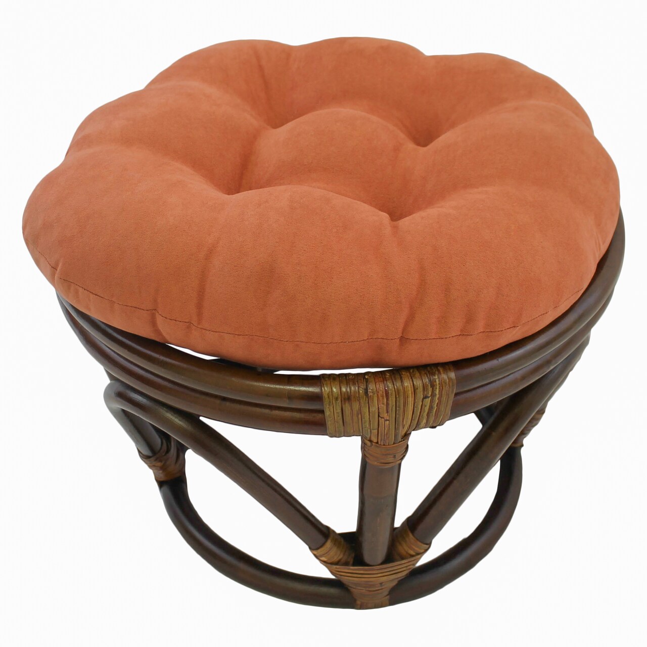 18-inch Round Solid Micro Suede Tufted Footstool Cushion - Spice